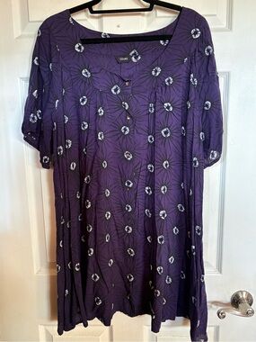 Purple Batik-style Print Women’s Tunic Top